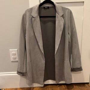 Premise Light Gray Faux Suede Women's Blazer